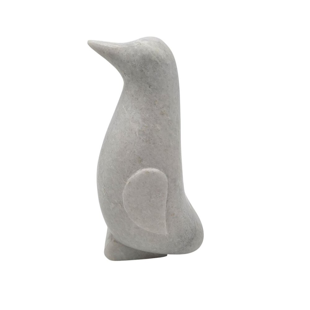 Carved White Marble Penguin Sculpture 10" Tall - Picture 2 of 6